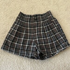 AE Plaid High Waisted Shorts